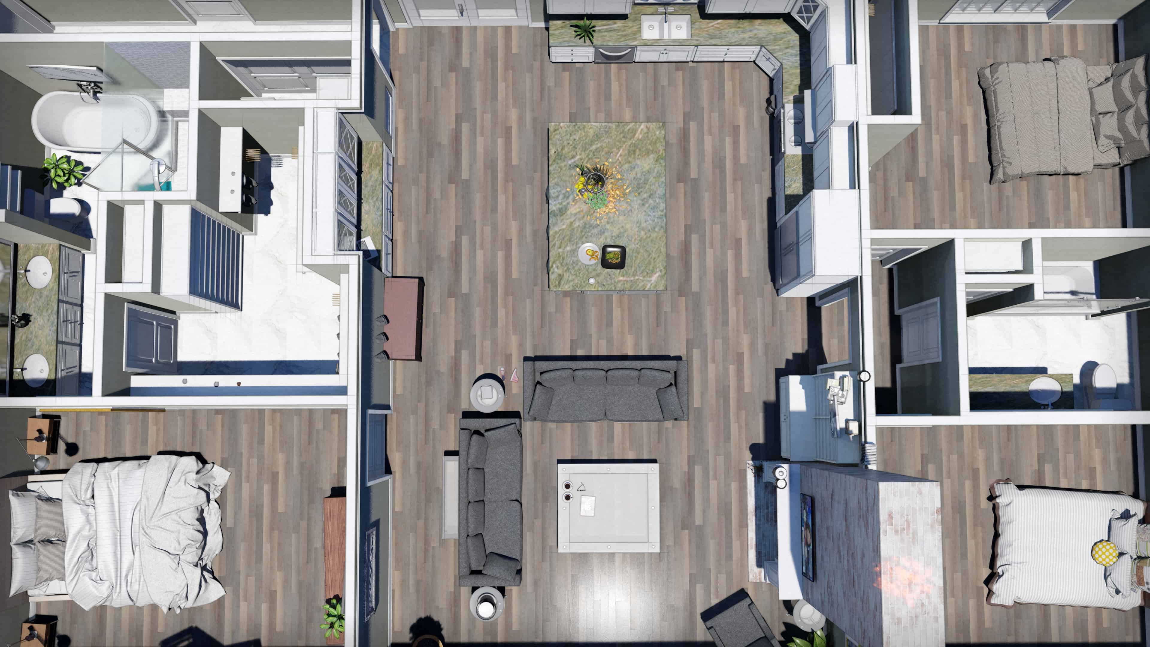 3D Floor Plan of this 3-Bedroom, 2090 Sq Ft Plan - 123-1114
