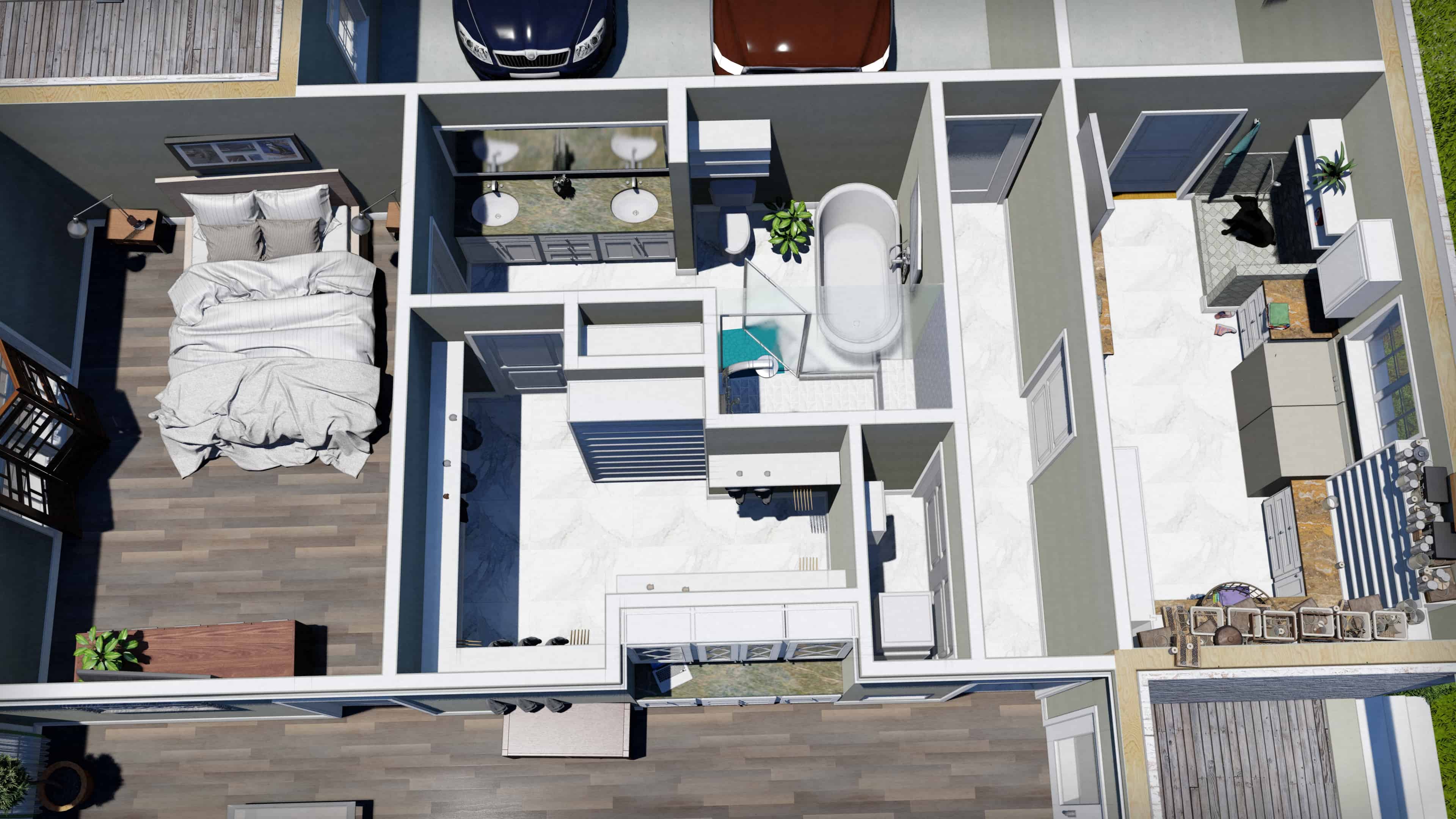 3D Floor Plan of this 3-Bedroom, 2090 Sq Ft Plan - 123-1114