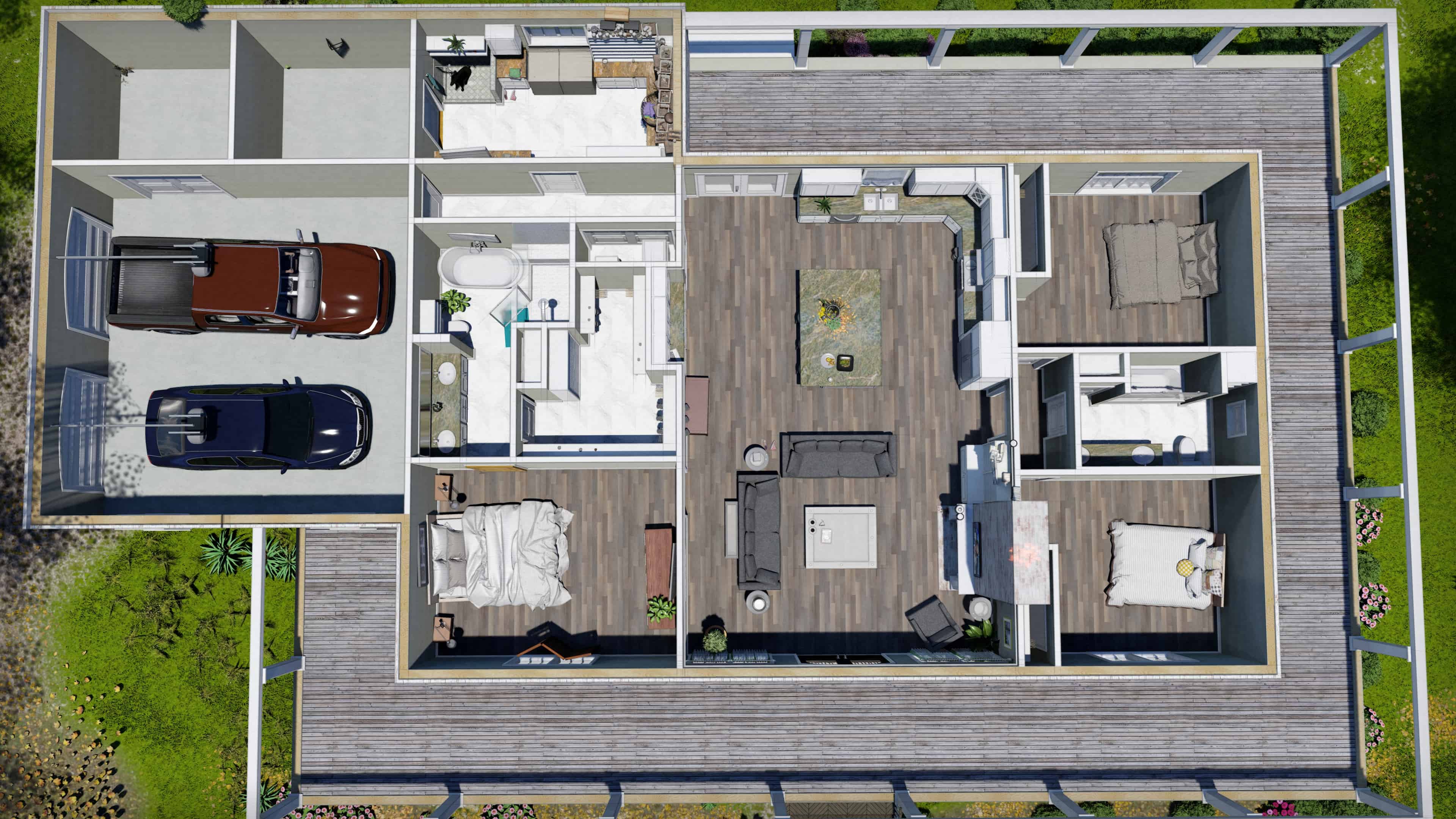 3D Floor Plan of this 3-Bedroom, 2090 Sq Ft Plan - 123-1114