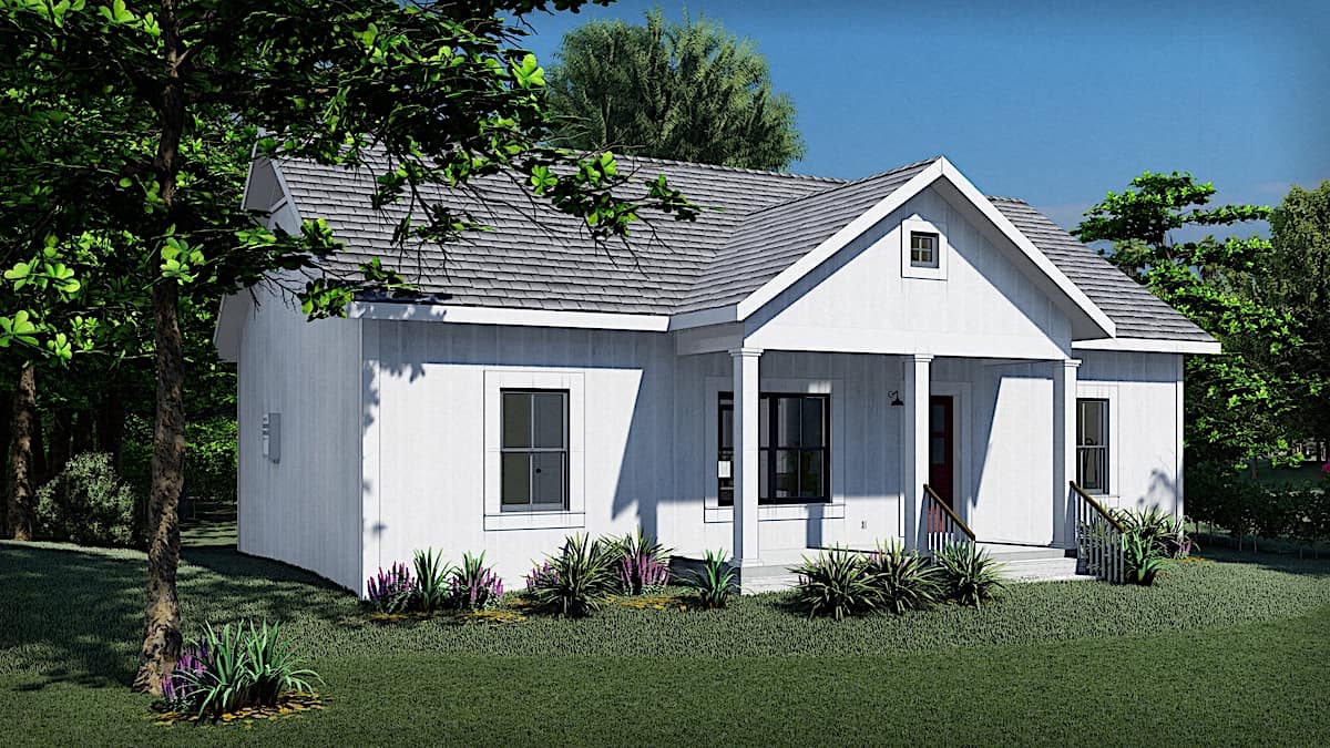 Left Side View of this 3-Bedroom, 1035 Sq Ft Plan - 123-1116