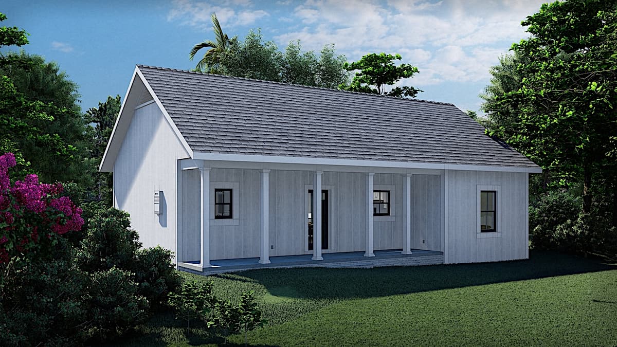 Rear View of this 3-Bedroom, 1035 Sq Ft Plan - 123-1116