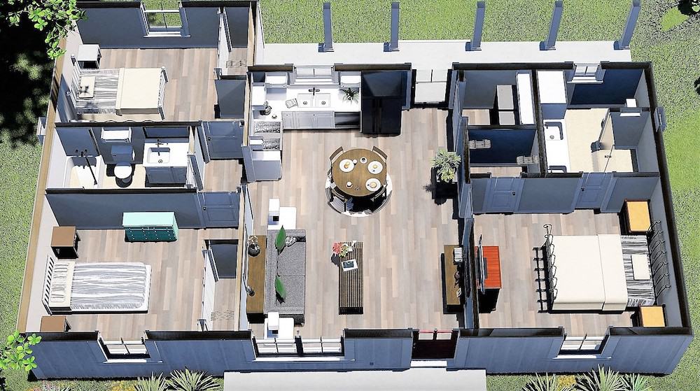 3D Floor Plan of this 3-Bedroom, 1035 Sq Ft Plan - 123-1116