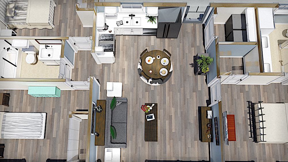 3D Floor Plan of this 3-Bedroom, 1035 Sq Ft Plan - 123-1116