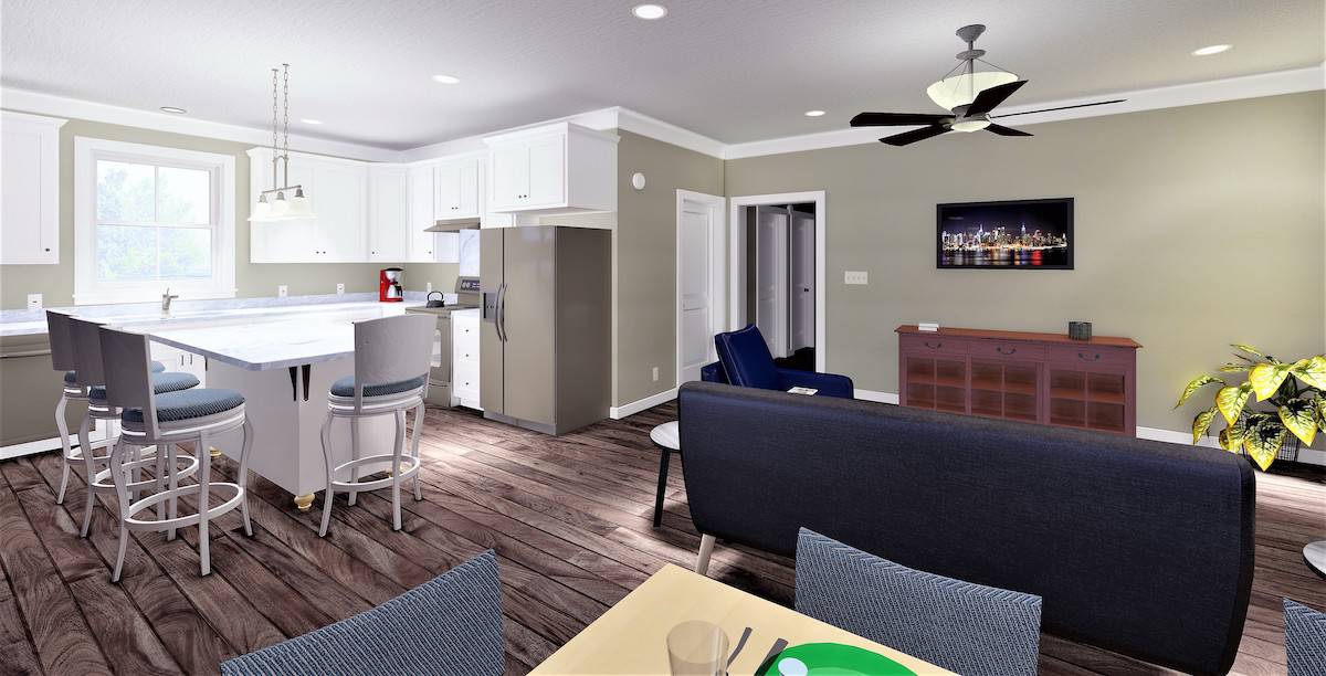 Great Room of this 2-Bedroom, 1120 Sq Ft Plan - 123-1117