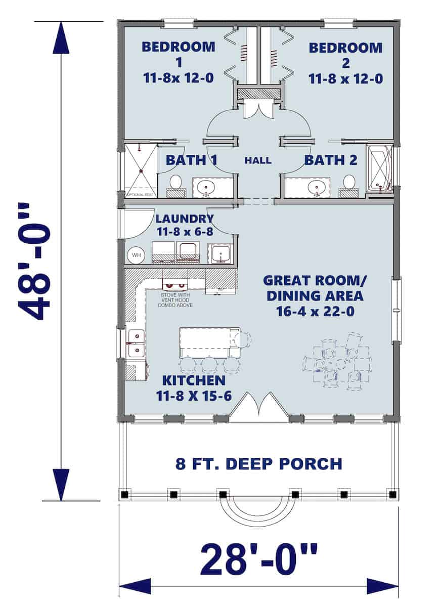 Main Level of Contemporary Plan #123-1117