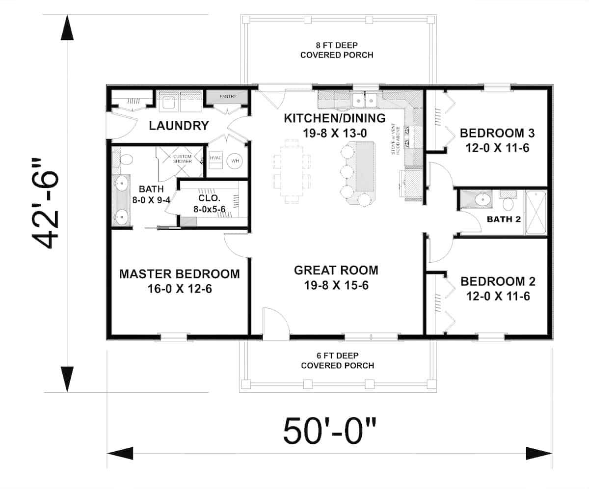 Main Level of Ranch Plan #123-1118