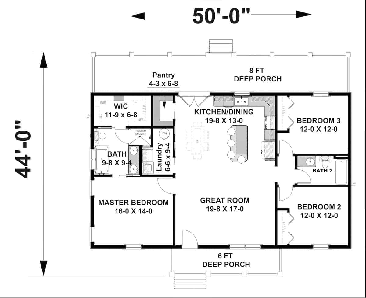 Main Level of Ranch Plan #123-1119