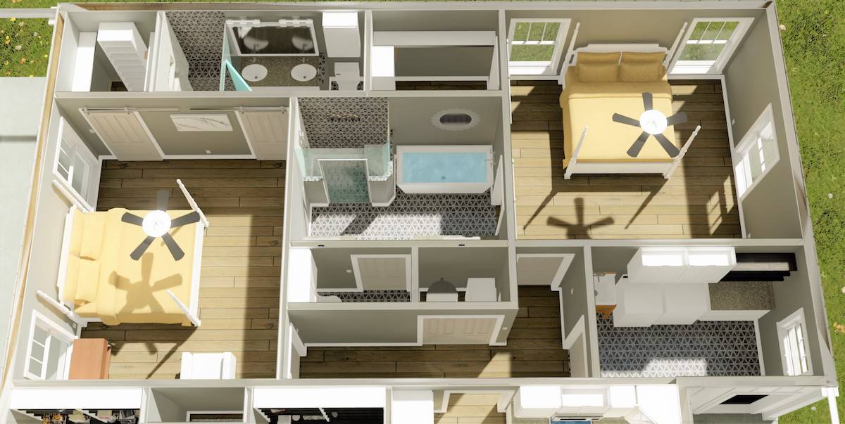 3D Floor Plan of this 4-Bedroom, 2096 Sq Ft Plan - 123-1120