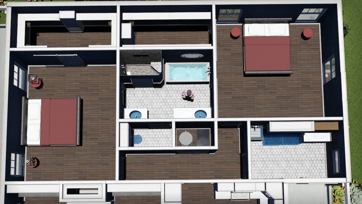 3D Floor Plan of this 4-Bedroom, 2097 Sq Ft Plan - 123-1121
