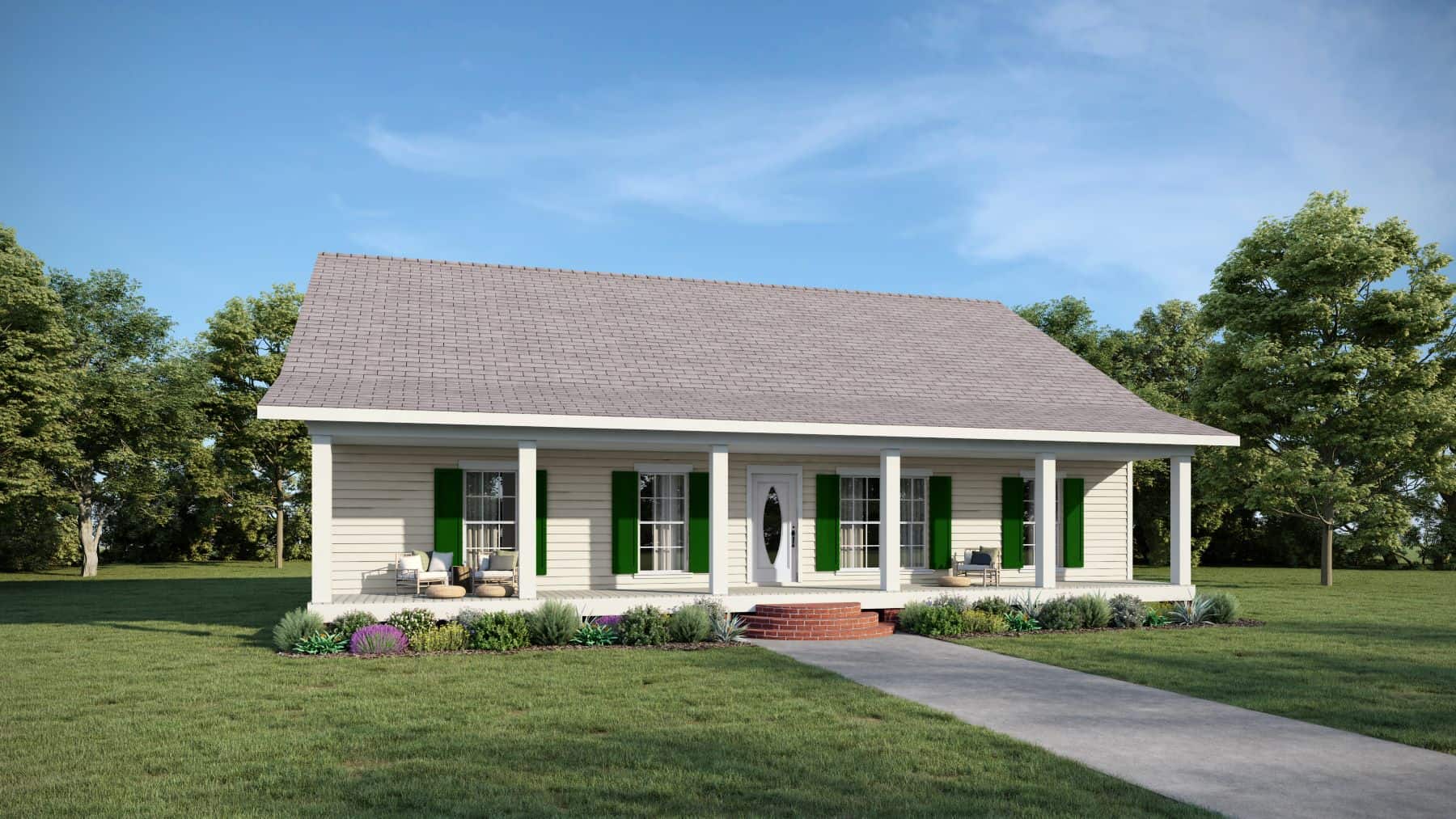 Country Ranch home design (ThePlanCollection: Plan #123-1122)