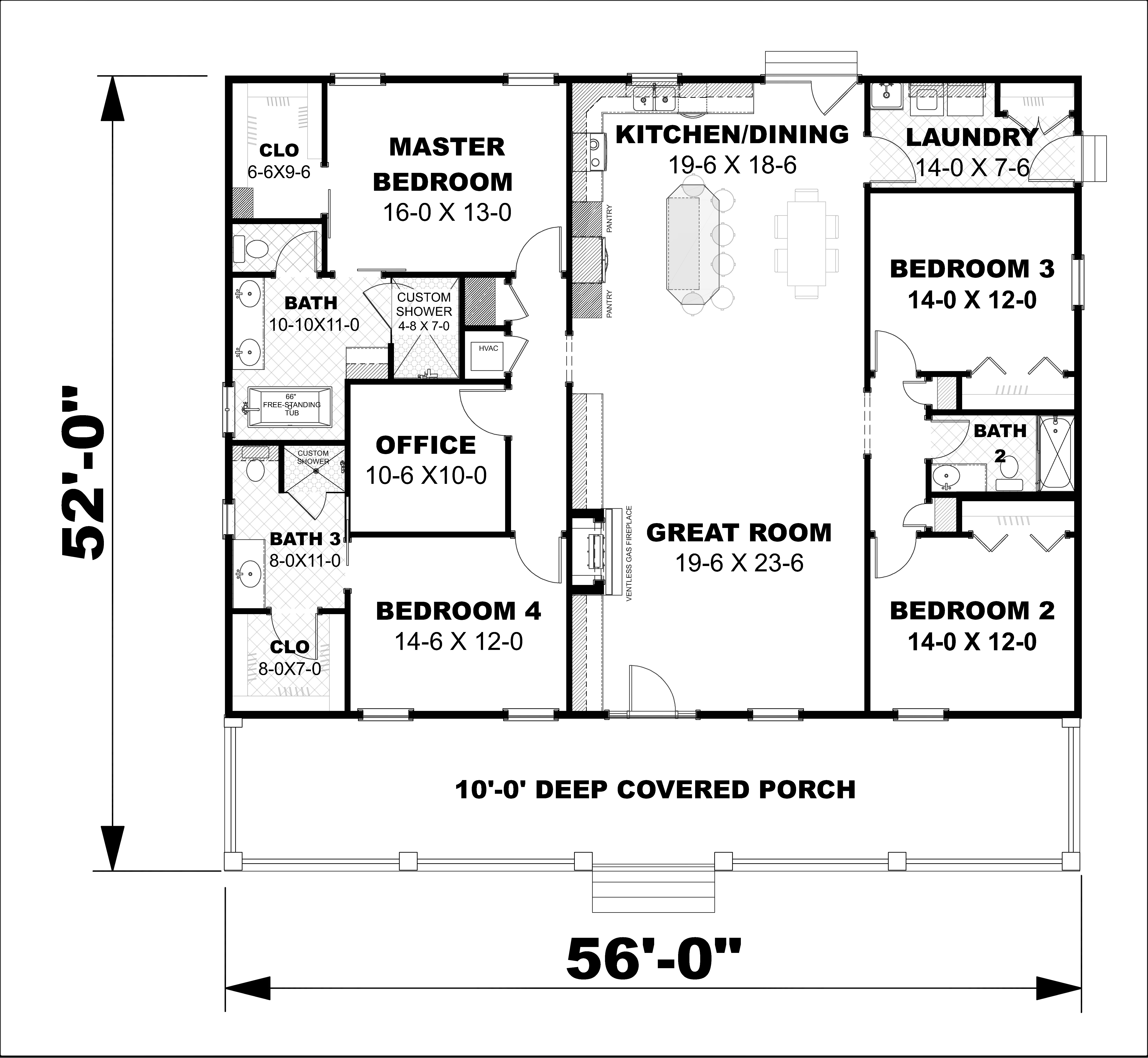 Main Level of Contemporary Plan #123-1124