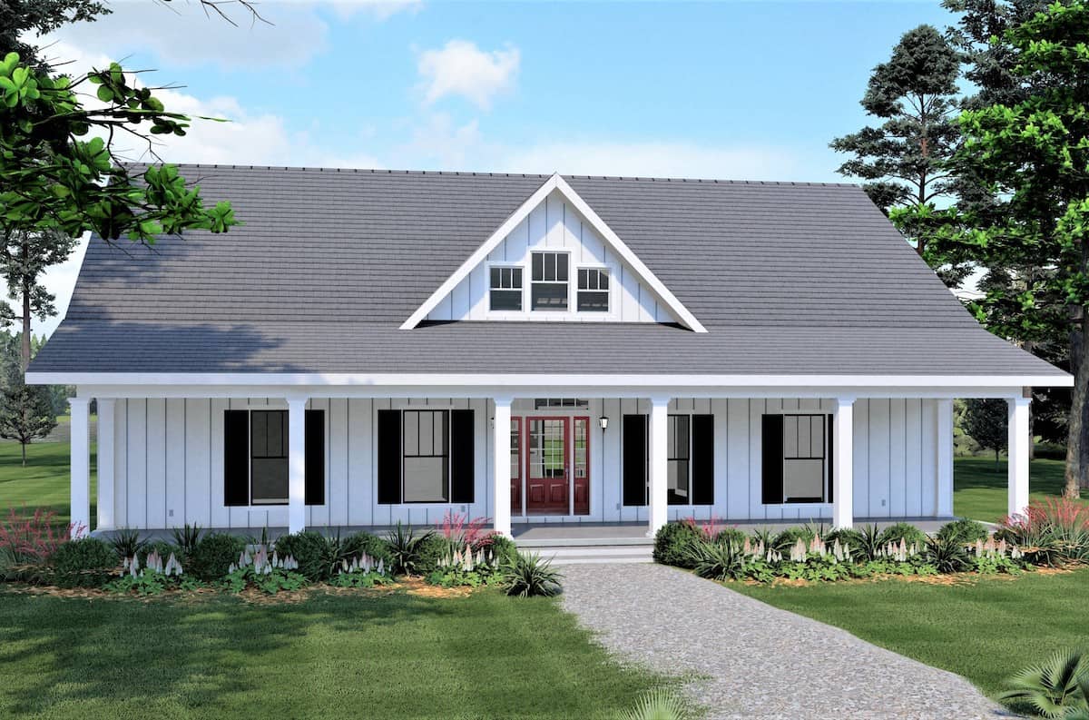 Contemporary Ranch style home (ThePlanCollection: Plan #123-1124)
