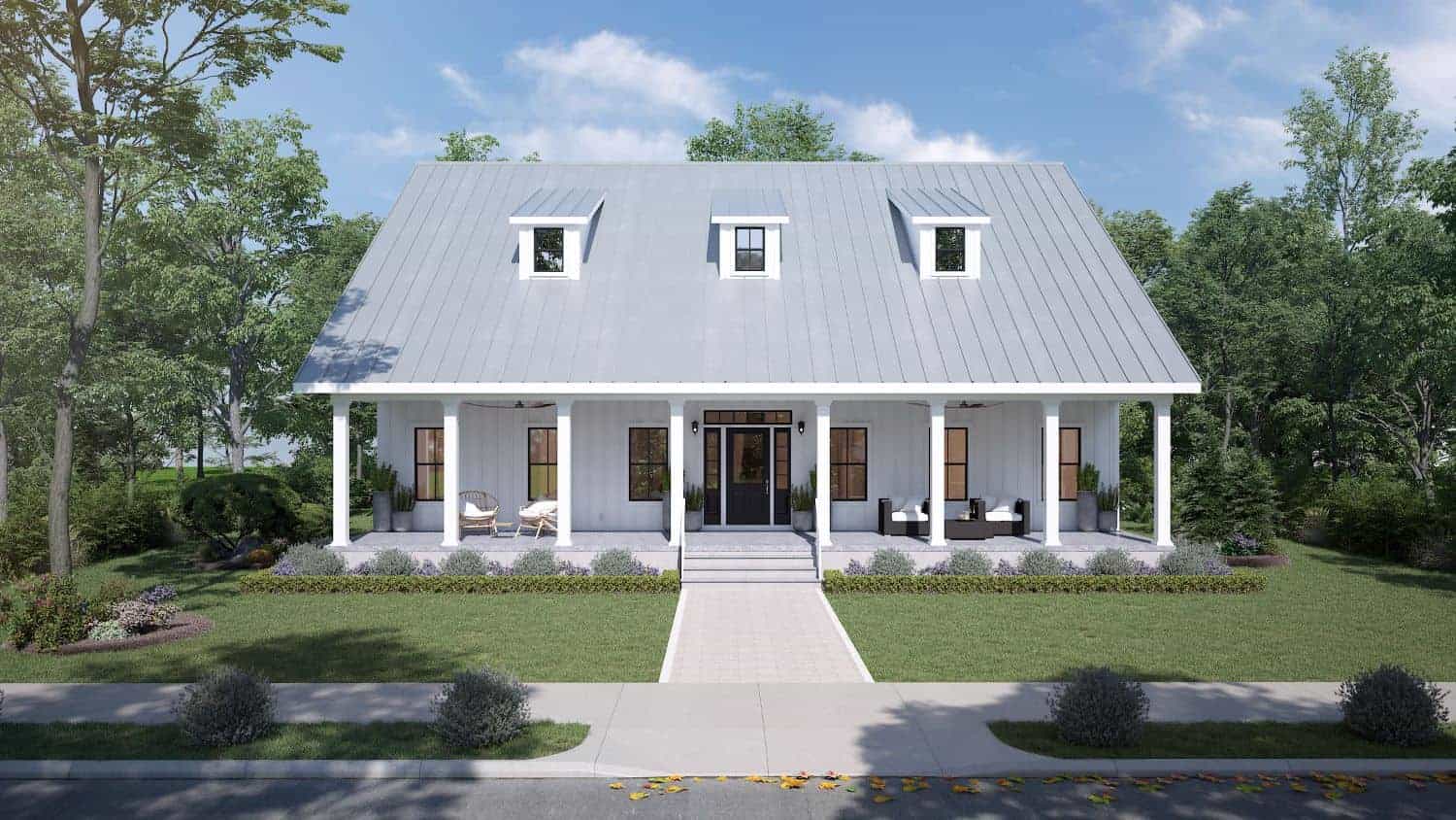 Front elevation of Farmhouse home (ThePlanCollection: House Plan #123-1125)