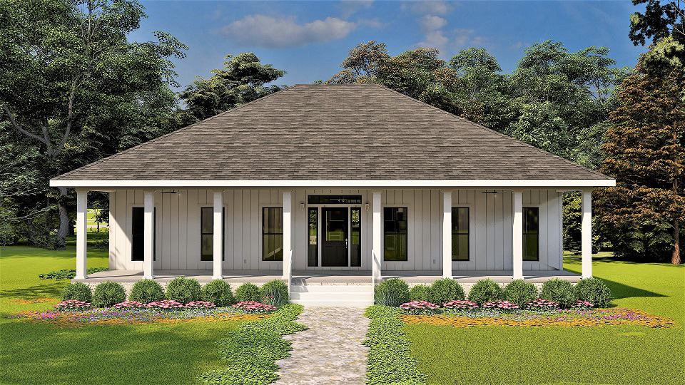 Front elevation of Country home (ThePlanCollection: House Plan #123-1129)