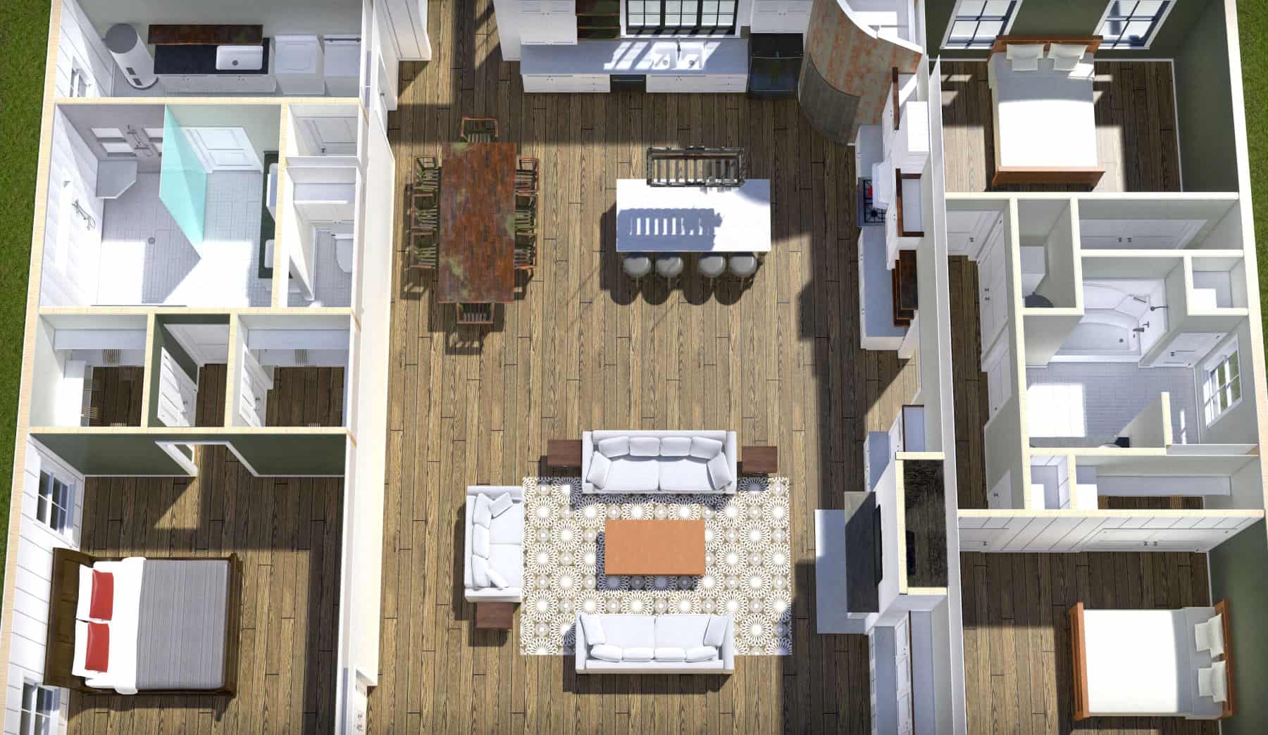 Home Plan 3D Image of this 3-Bedroom,2460 Sq Ft Plan -123-1130