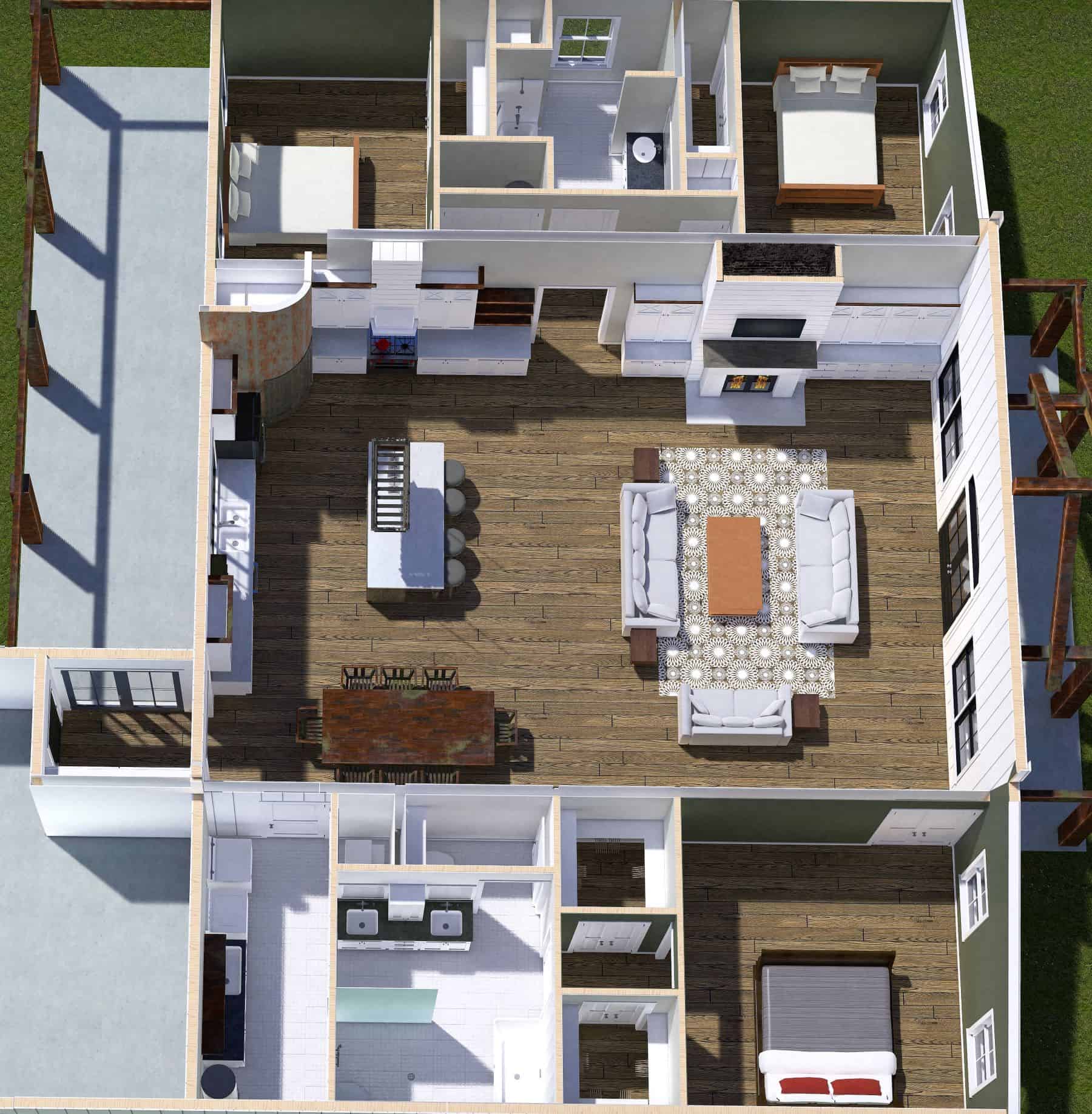 Home Plan 3D Image of this 3-Bedroom,2460 Sq Ft Plan -123-1130