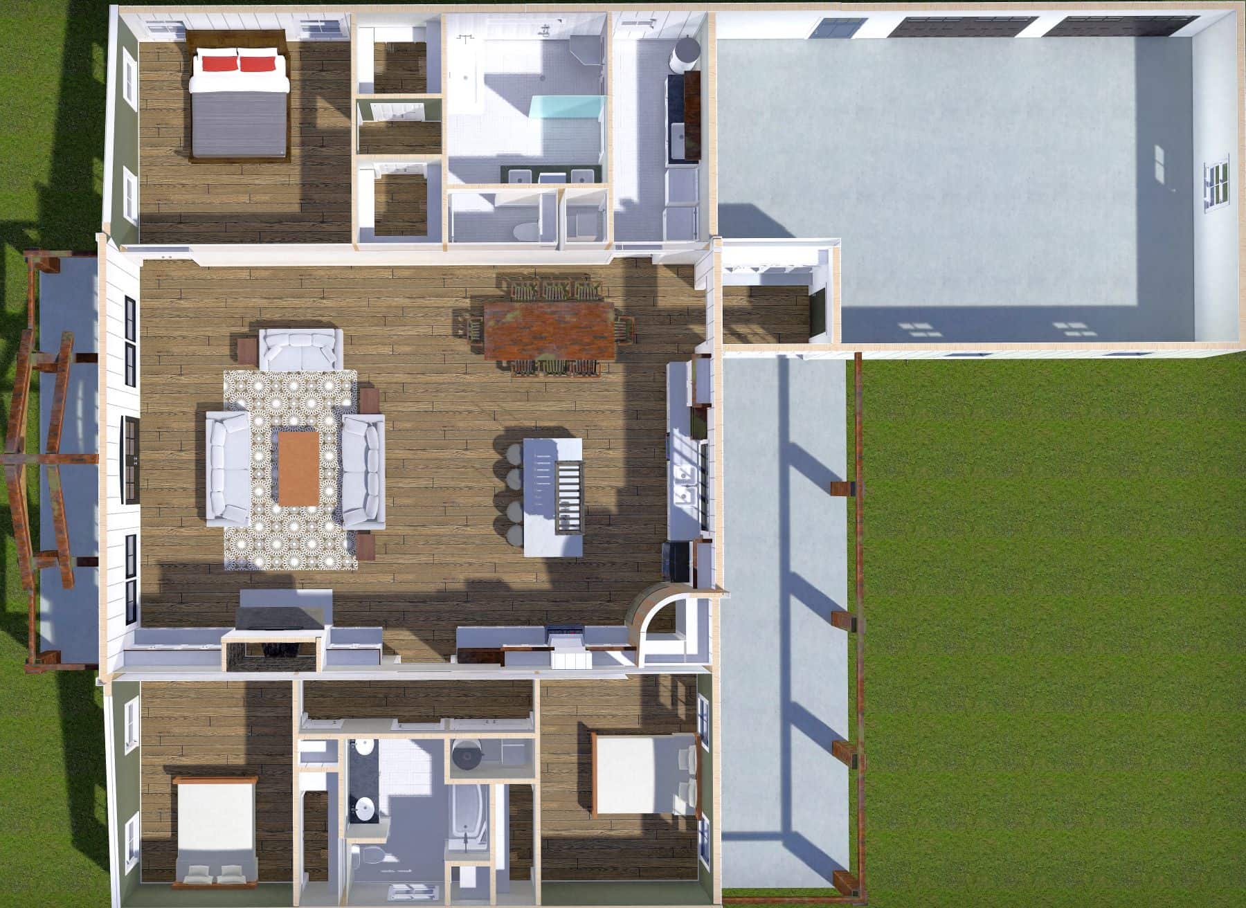 Home Plan 3D Image of this 3-Bedroom,2460 Sq Ft Plan -123-1130