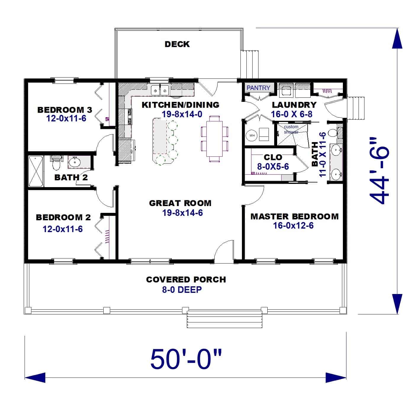 Main Level of Farmhouse Plan #123-1132