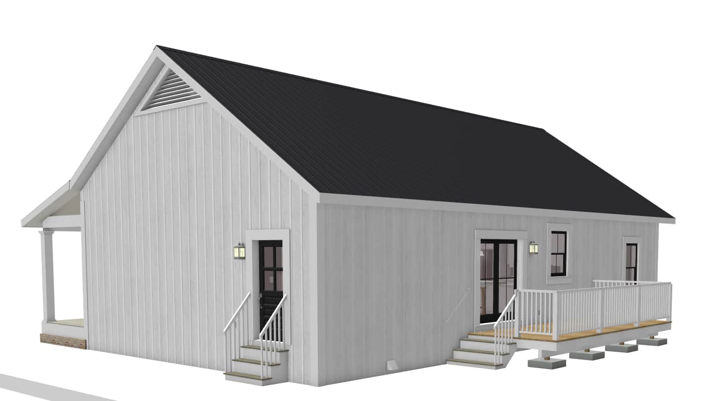 Home Plan Rear Elevation of this 3-Bedroom,1425 Sq Ft Plan -123-1132