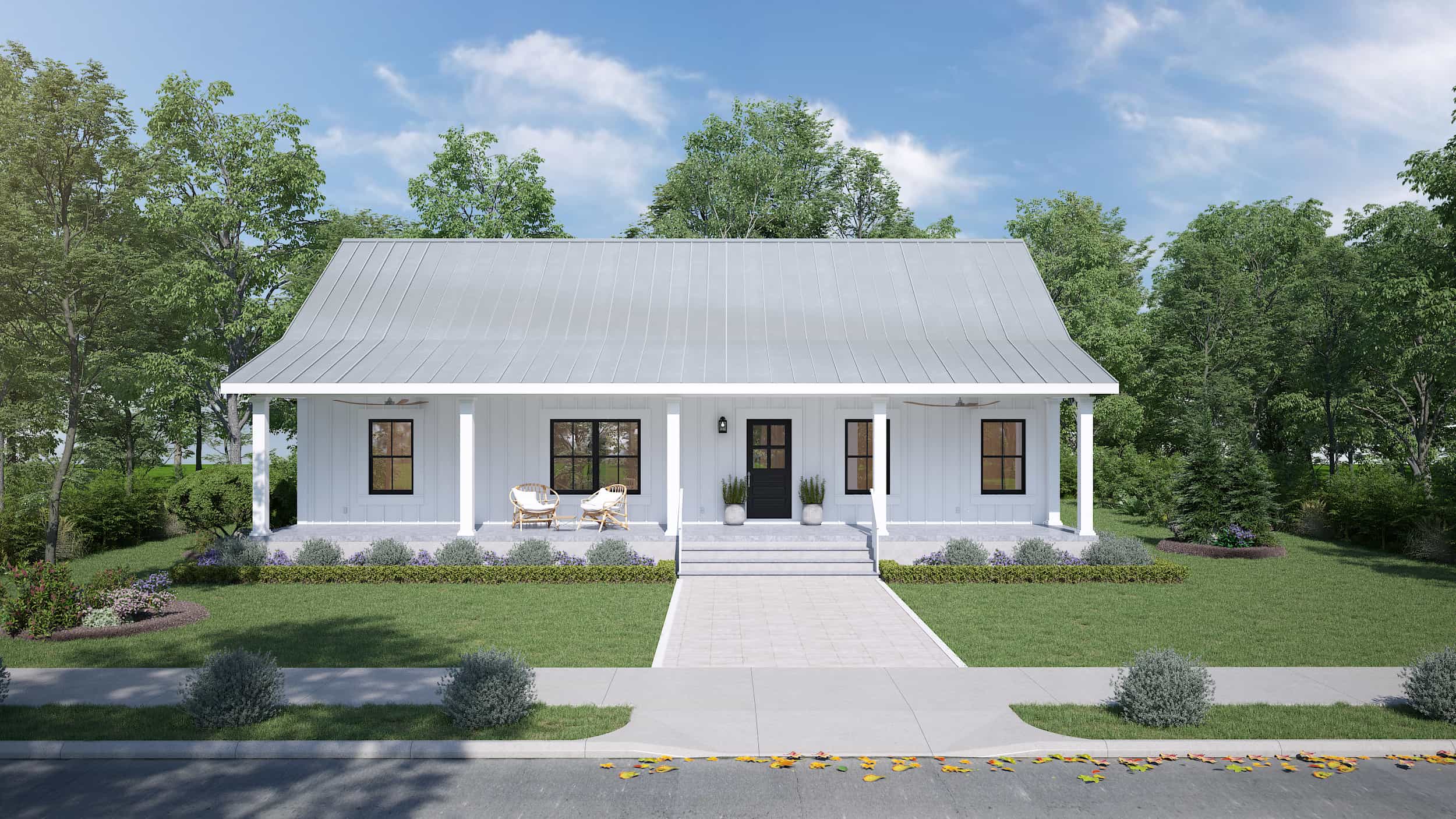 Front elevation of Farmhouse home (ThePlanCollection: House Plan #123-1132)