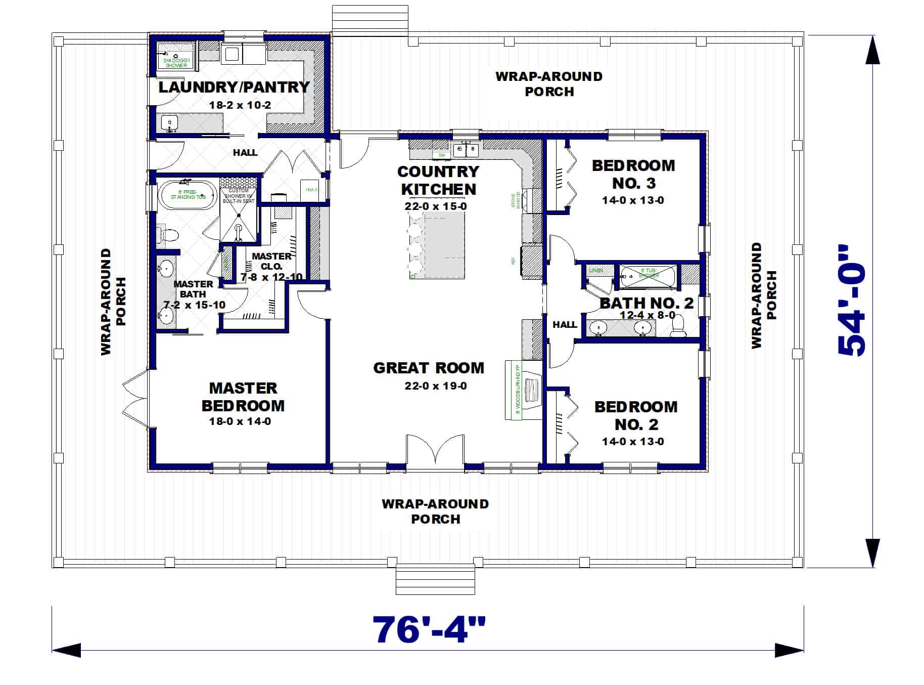Main Level of Ranch Plan #123-1134