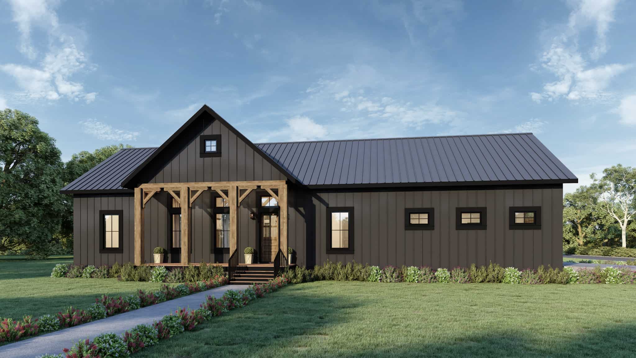 Front elevation of Ranch home (ThePlanCollection: House Plan #123-1135)