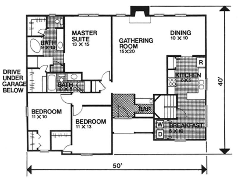 Floor Plan First Story of Country Plan #124-1002