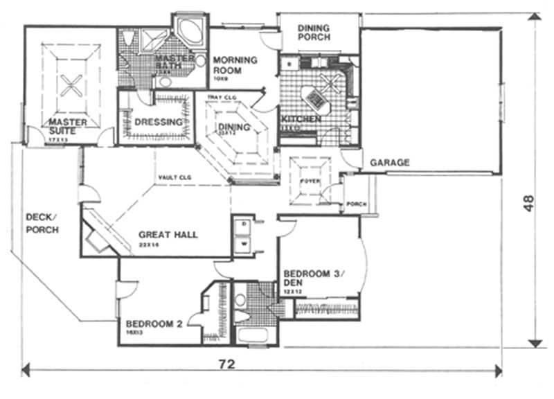 Floor Plan First Story of French Plan #124-1009