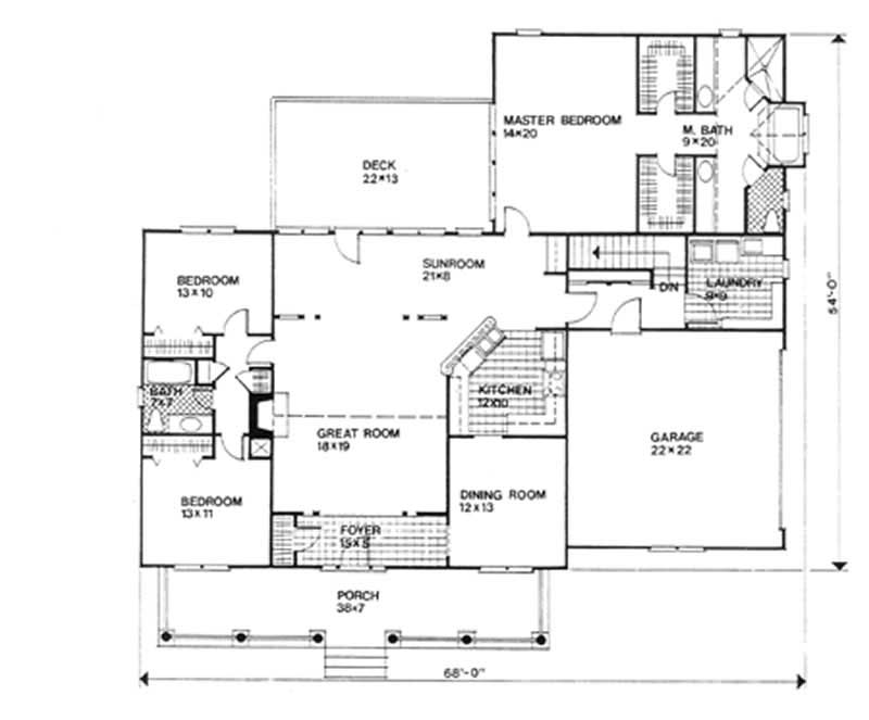 Floor Plan First Story of Colonial Plan #124-1012