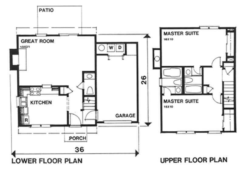 Floor Plan First and Second Levels of Colonial Plan #124-1020