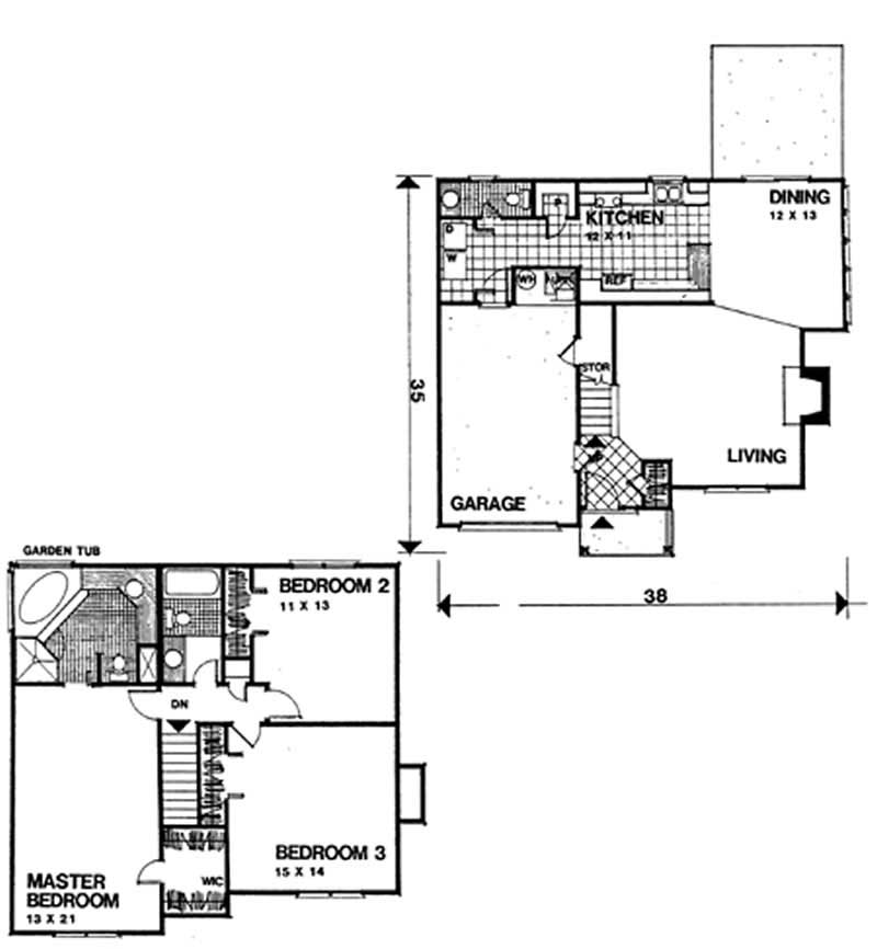 Floor Plan First Story of Cape Cod Plan #124-1022
