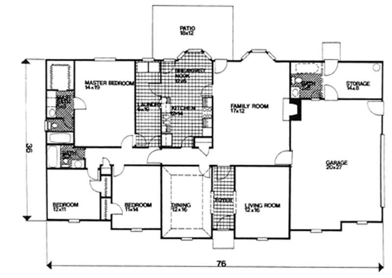 Floor Plan First Story of European Plan #124-1023