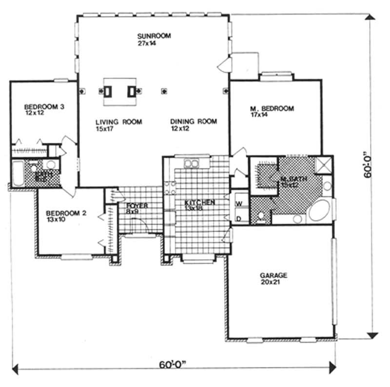 Floor Plan First Story of European Plan #124-1030