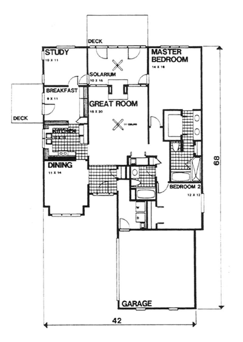 Floor Plan First Story of Ranch Plan #124-1033