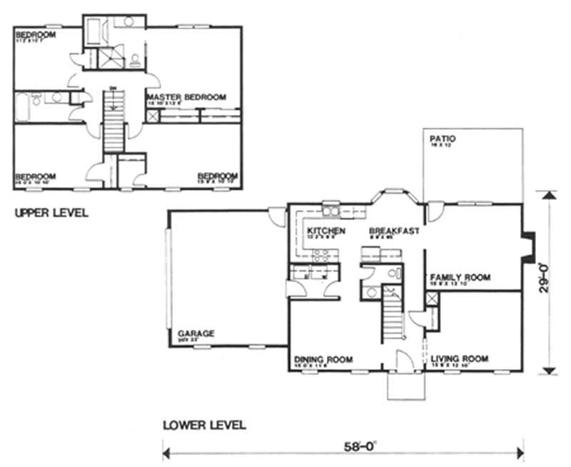 Floor Plan First Story of Colonial Plan #124-1035