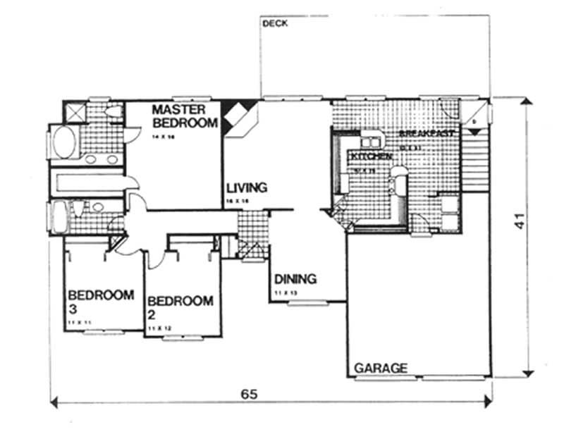 Floor Plan First Story of Ranch Plan #124-1038