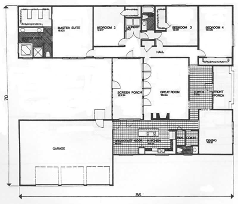 Floor Plan First Story of European Plan #124-1043