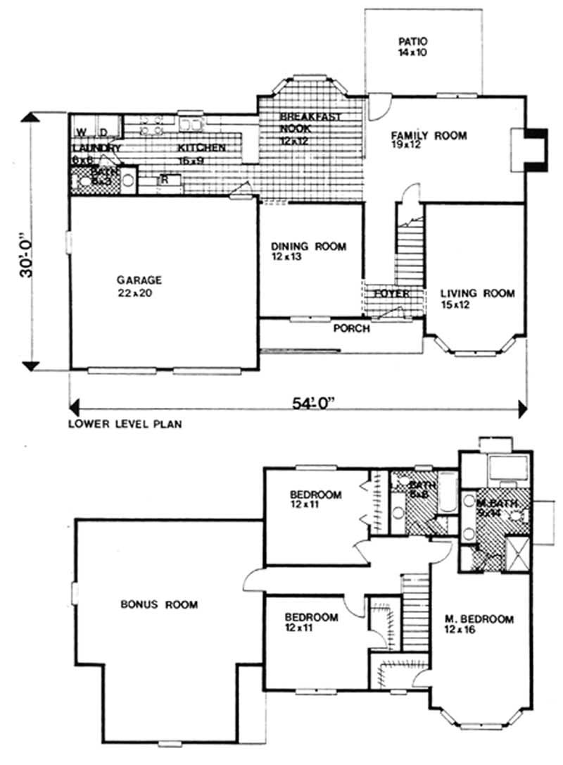 Floor Plan First Story of Traditional Plan #124-1049