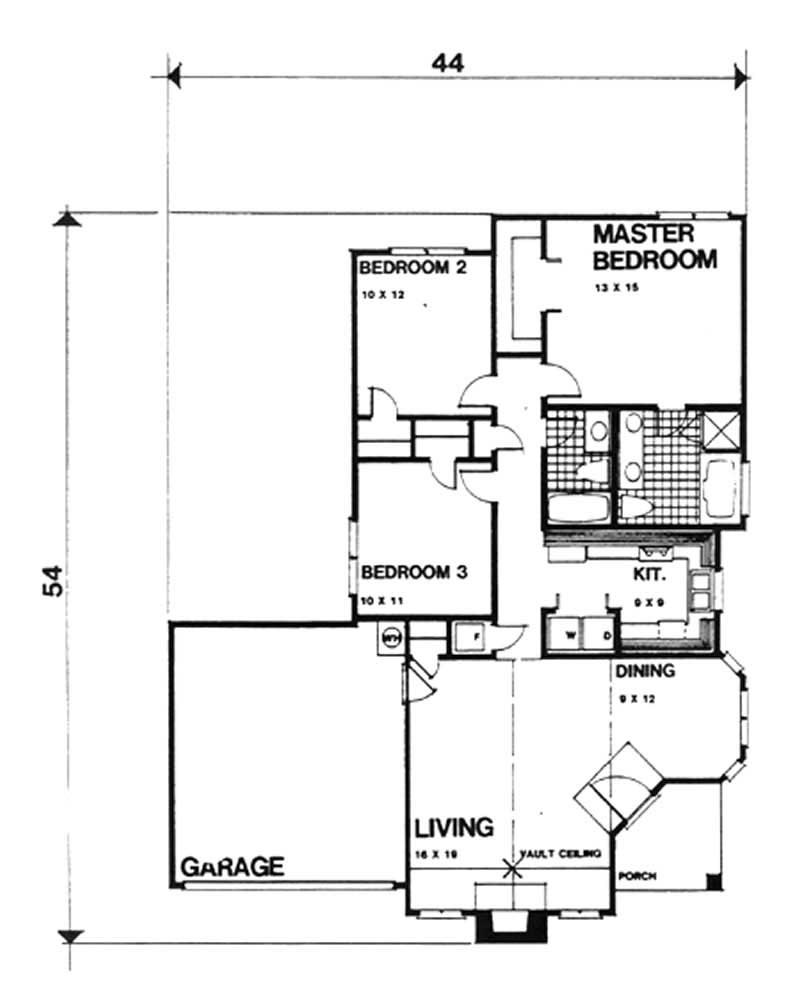 Floor Plan First Story of Ranch Plan #124-1055