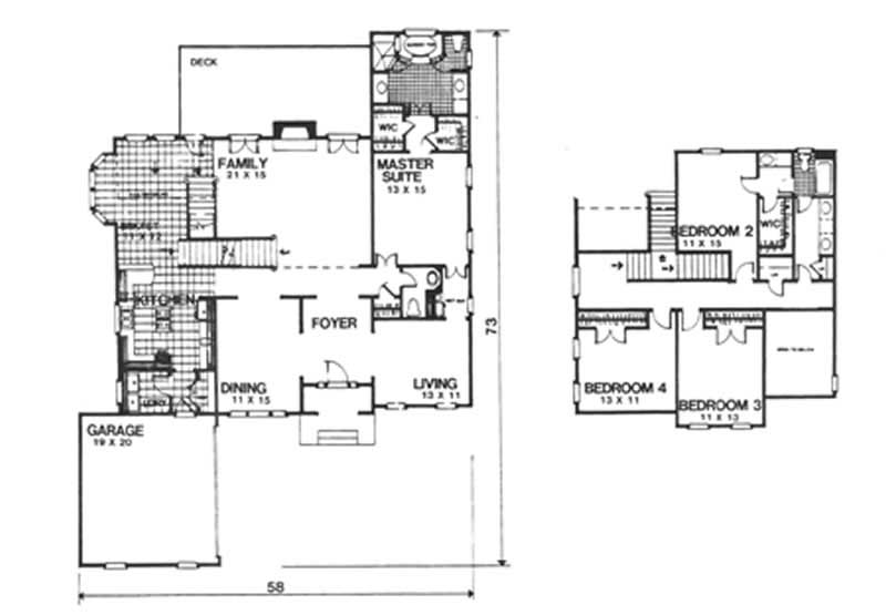 Floor Plan First Story of European Plan #124-1065