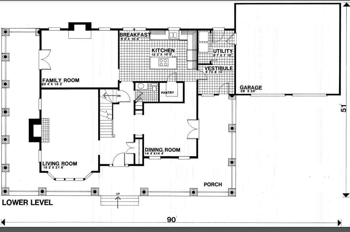 Main Level of Victorian Plan #124-1066