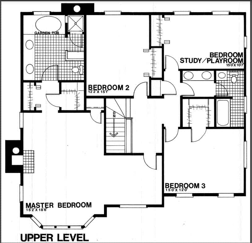 Upper Level of Victorian Plan #124-1066