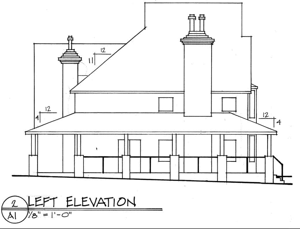 Home Plan Left Elevation of this 4-Bedroom,3294 Sq Ft Plan -124-1066