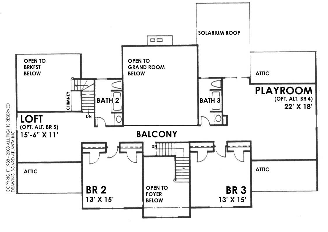 Floor Plan Second Story of Farmhouse Plan #124-1069