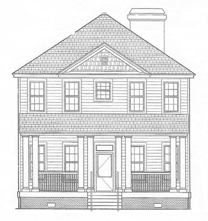 Home Plan Front Elevation of this 3-Bedroom,1740 Sq Ft Plan -124-1070