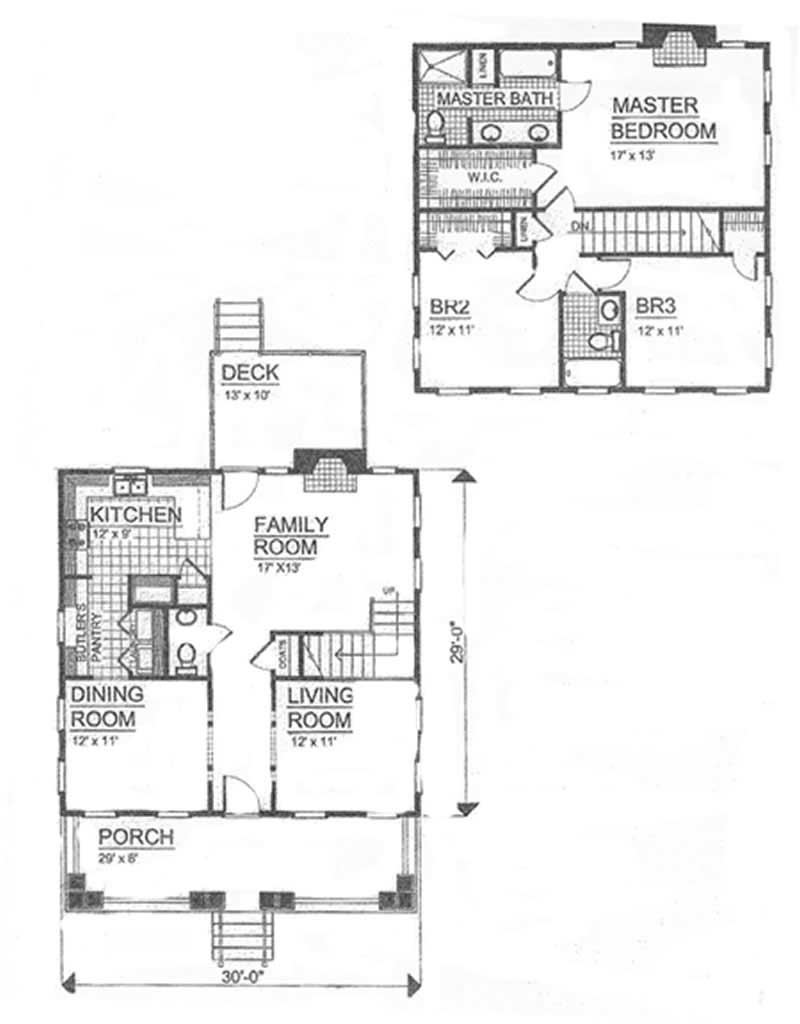 Floor Plan First Story of Colonial Plan #124-1070