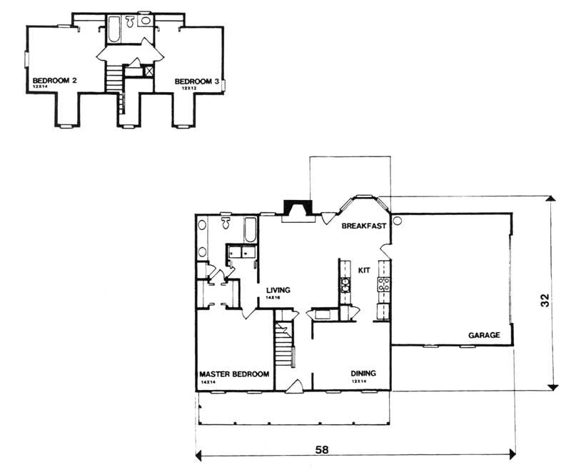 Floor Plan First Story of Country Plan #124-1071