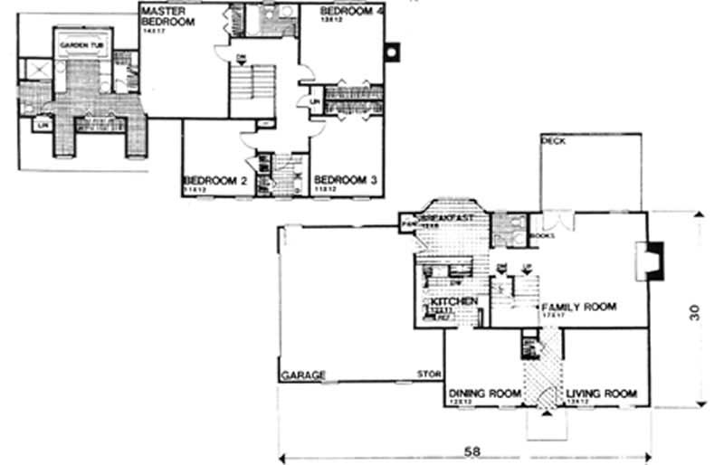 Floor Plan First Story of Colonial Plan #124-1077