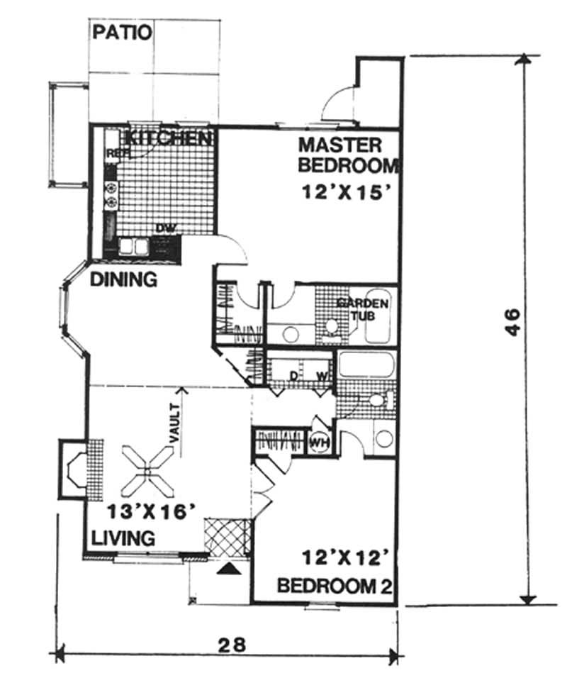 Floor Plan First Story of Bungalow Plan #124-1082