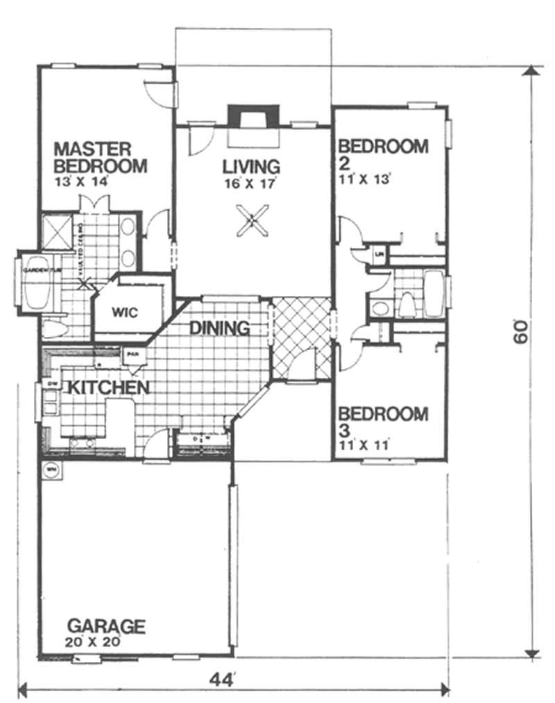 Floor Plan First Story of Ranch Plan #124-1092